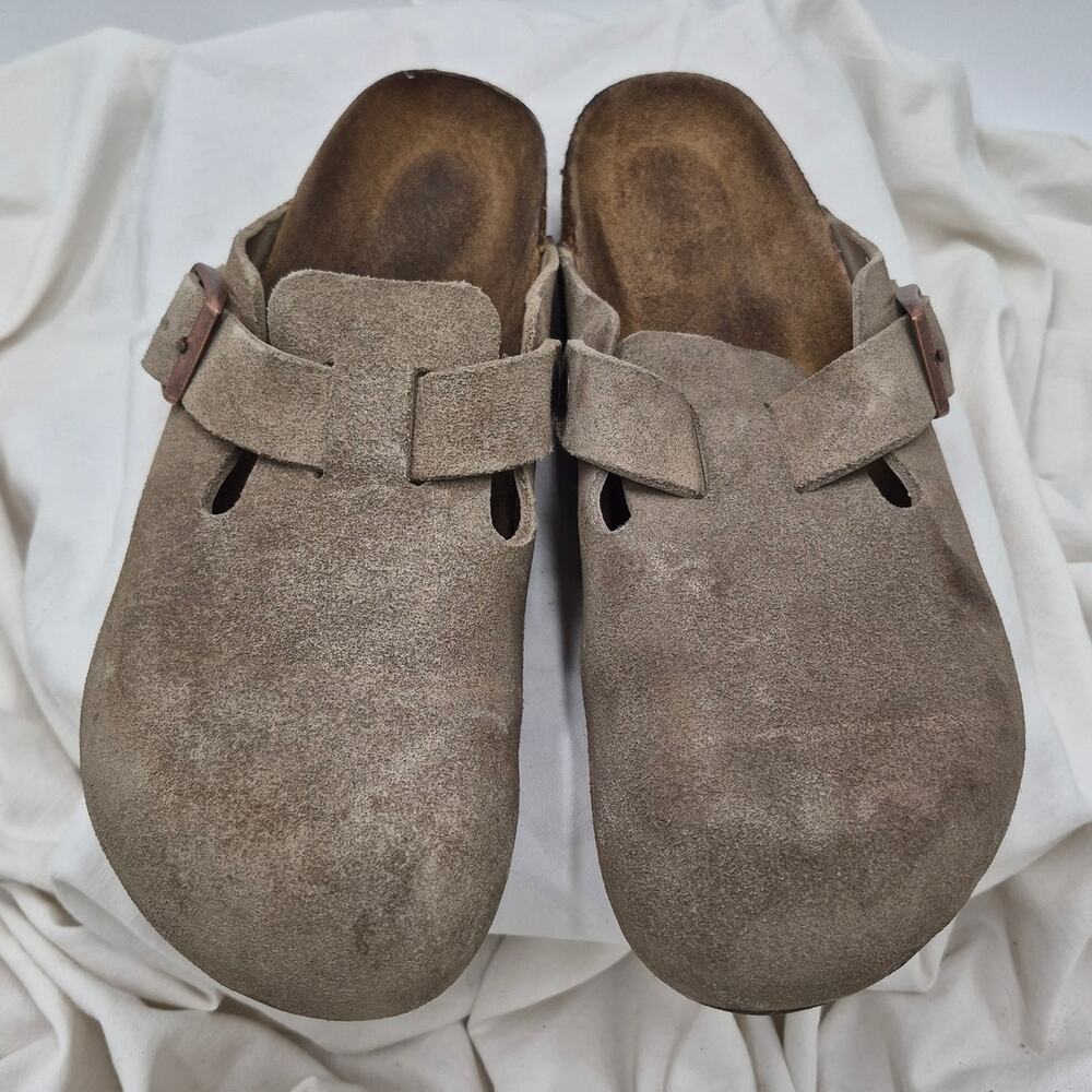 Birkenstock Boston Taupe Suede Slip-ons clogs Women's 41 US 10-10.5